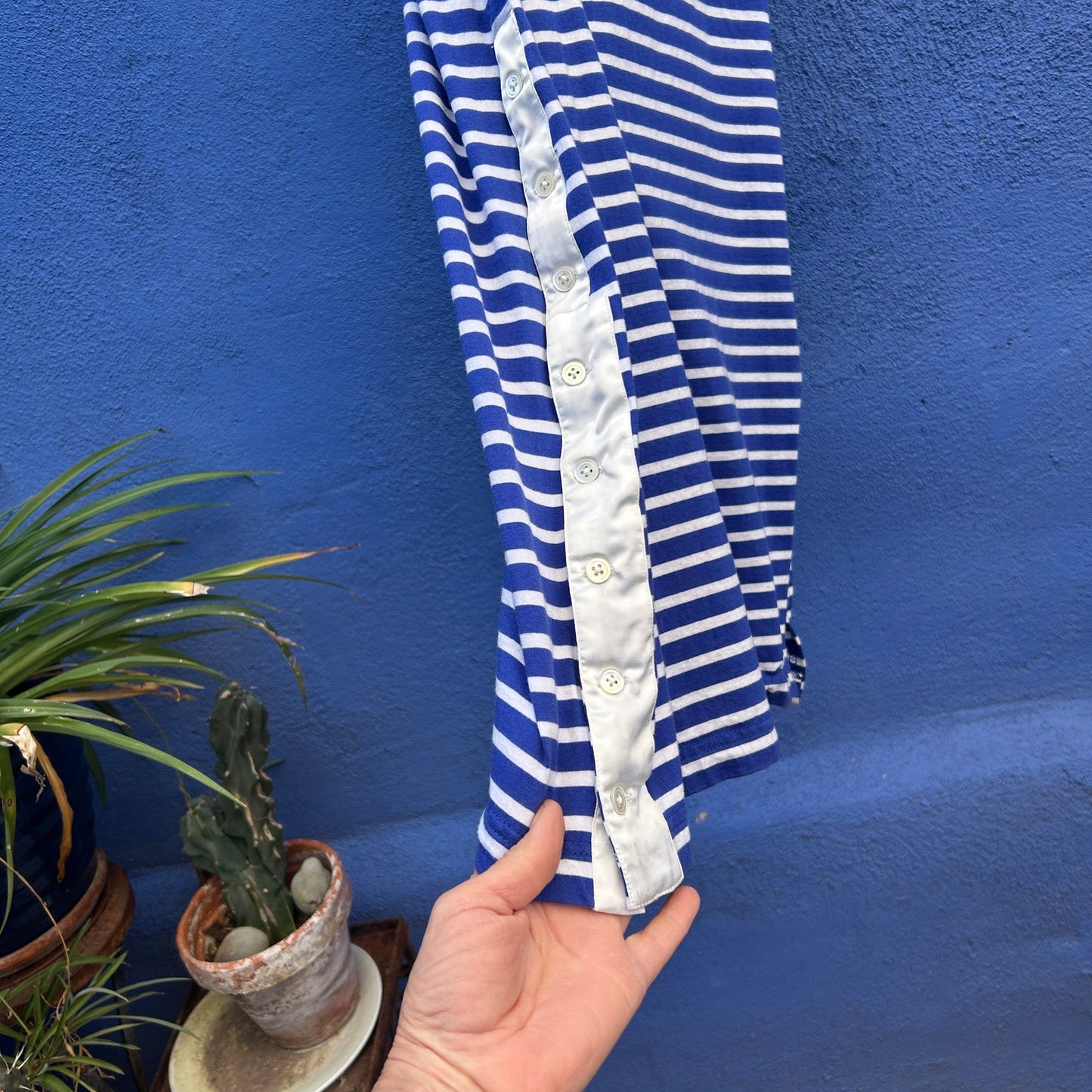 derek lam denim striped sleeveless dress