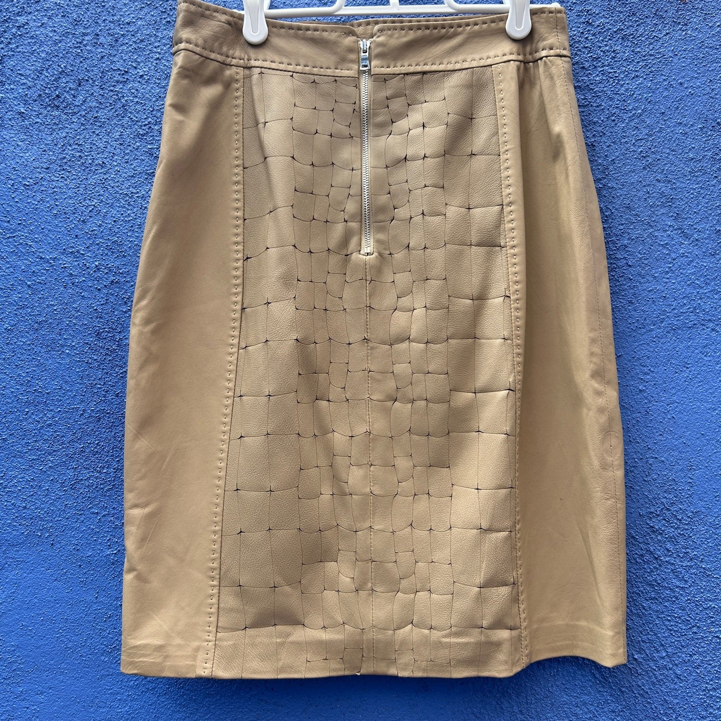 elie tahari ellis leather skirt in sand - NWT