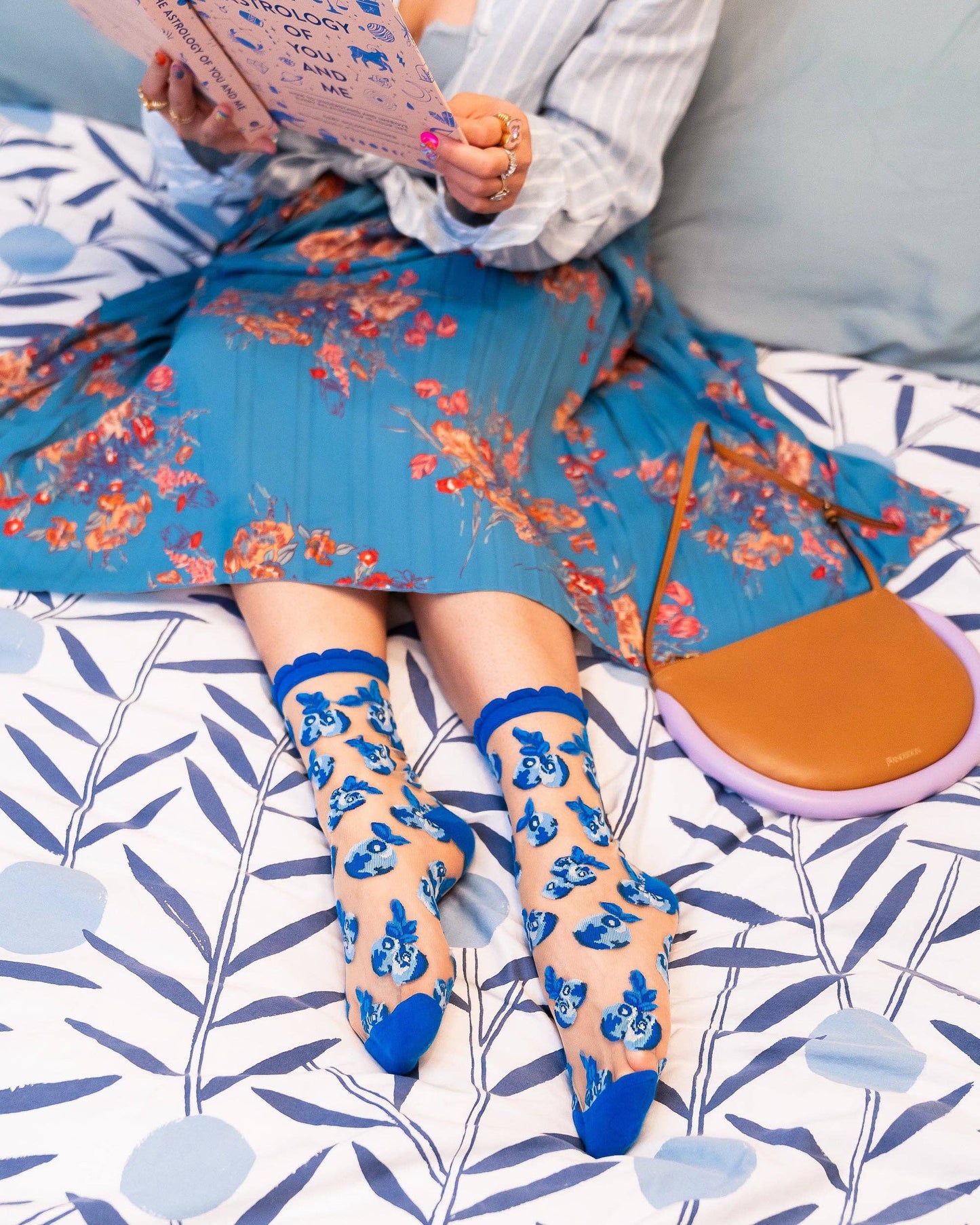 Blueberry Ruffle Sheer Crew Sock | Sock Candy