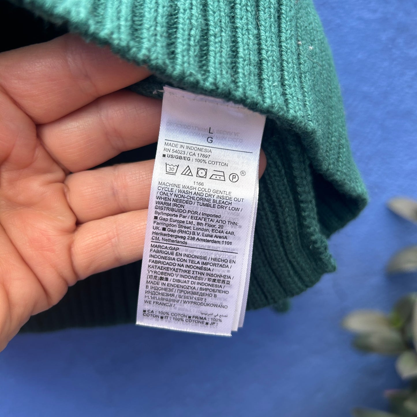 gap 90s/y2k green cotton cableknit sweater