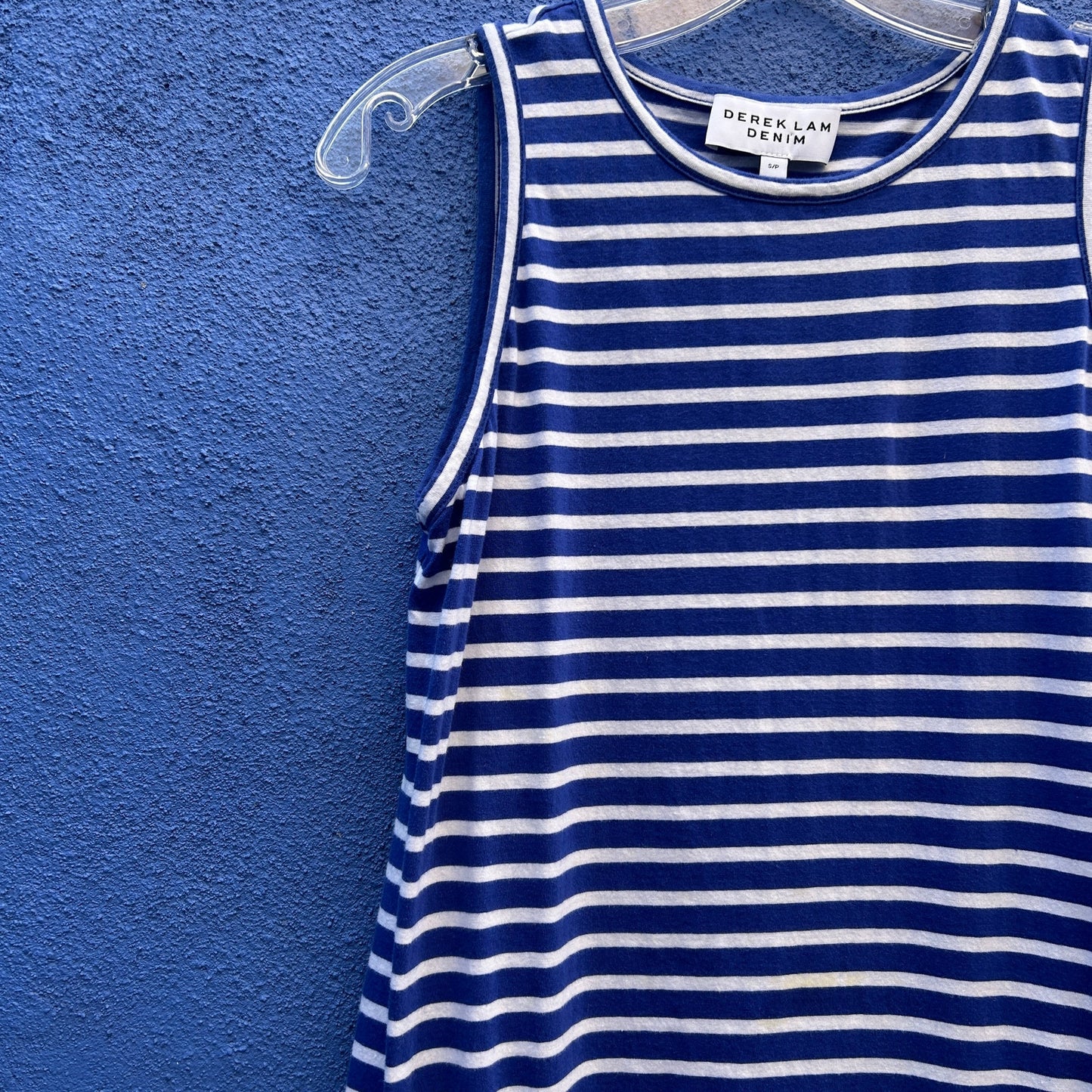 derek lam denim striped sleeveless dress