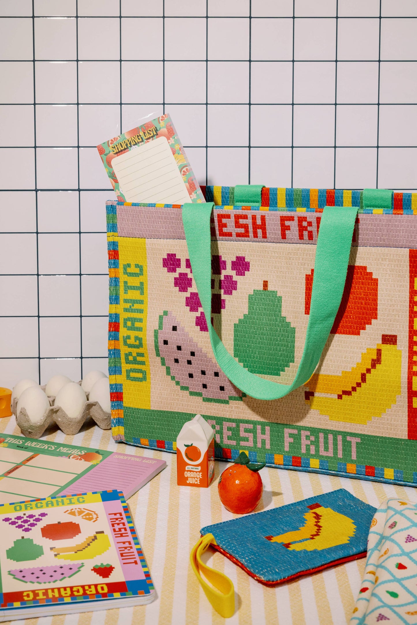 Fruit Tiles Rattan Market Bag | Ban.do
