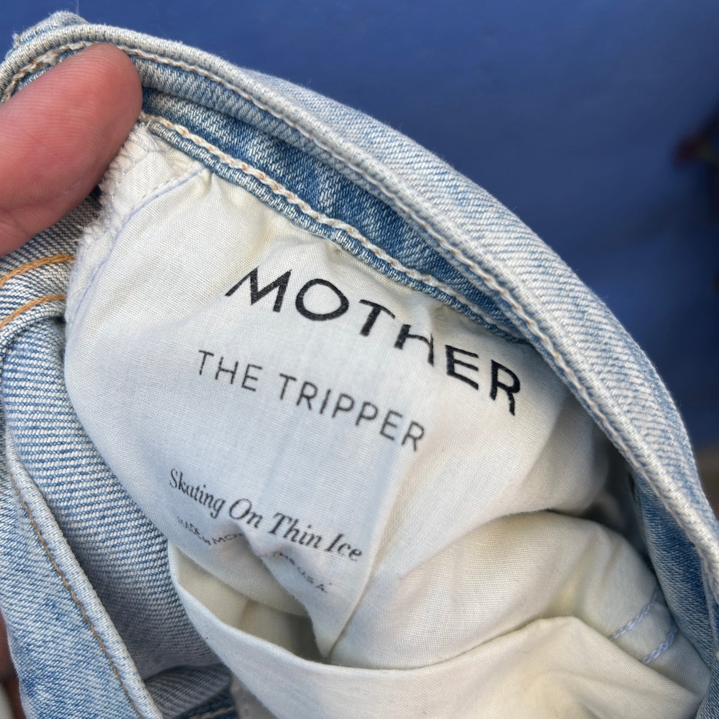 mother the tripper light washed distressed jeans