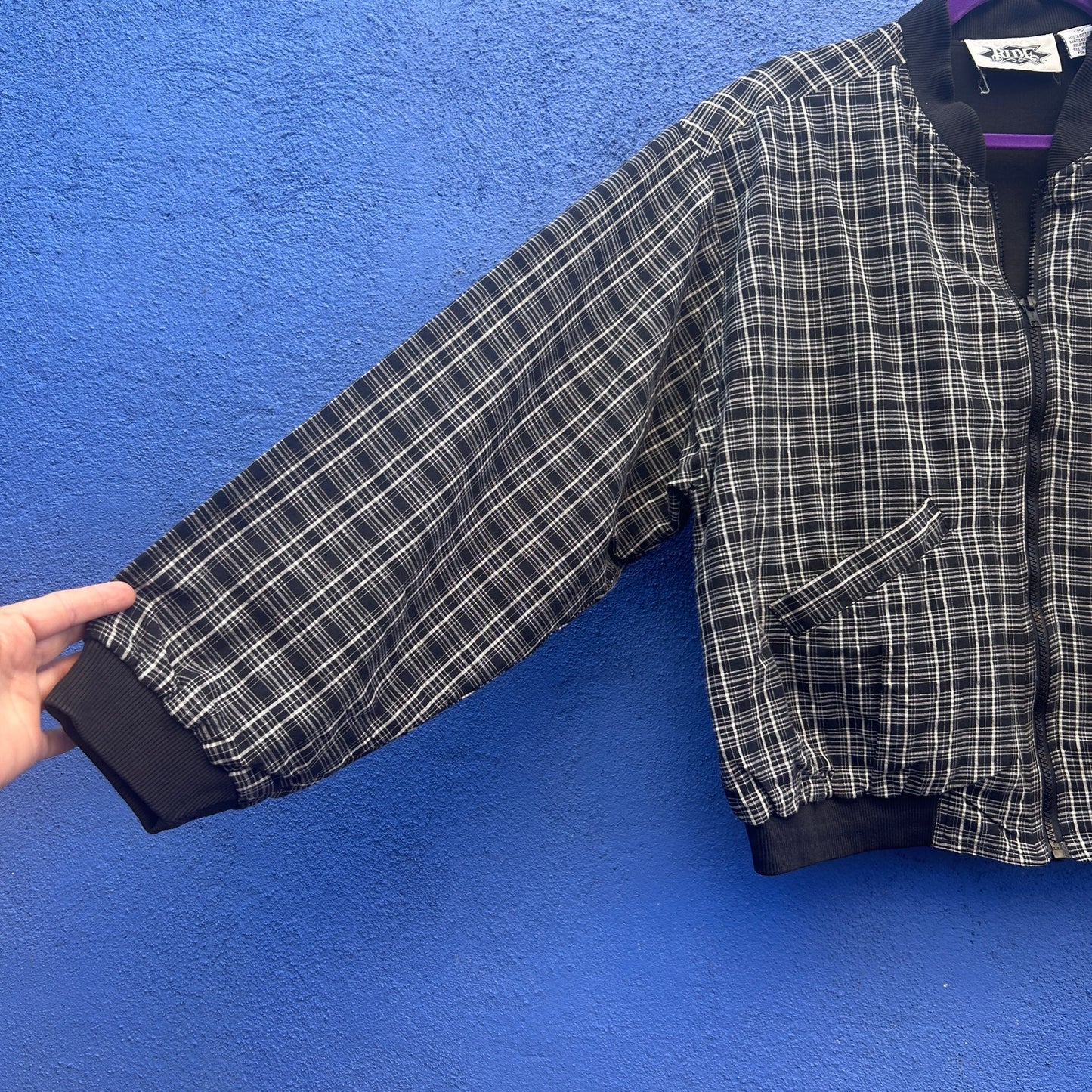 vintage 90s ride plaid cotton bomber jacket