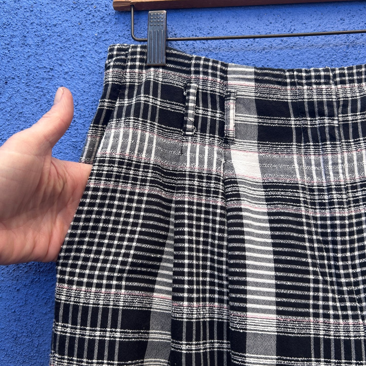 Anthropologie Et:itwa Luca Wide Leg Texturted Academia Plaid Cropped Pant