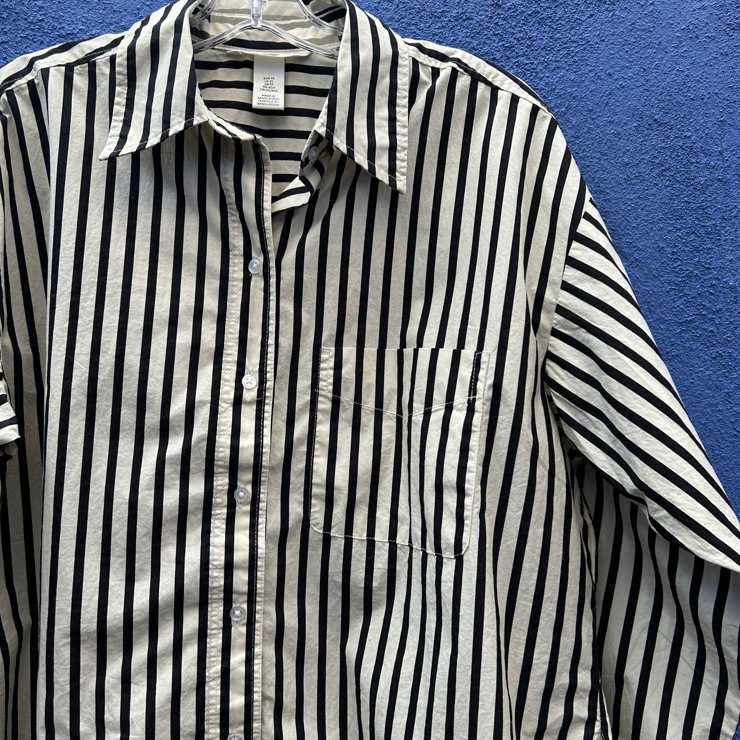 h&m oversized striped cotton minimalist button up tunic