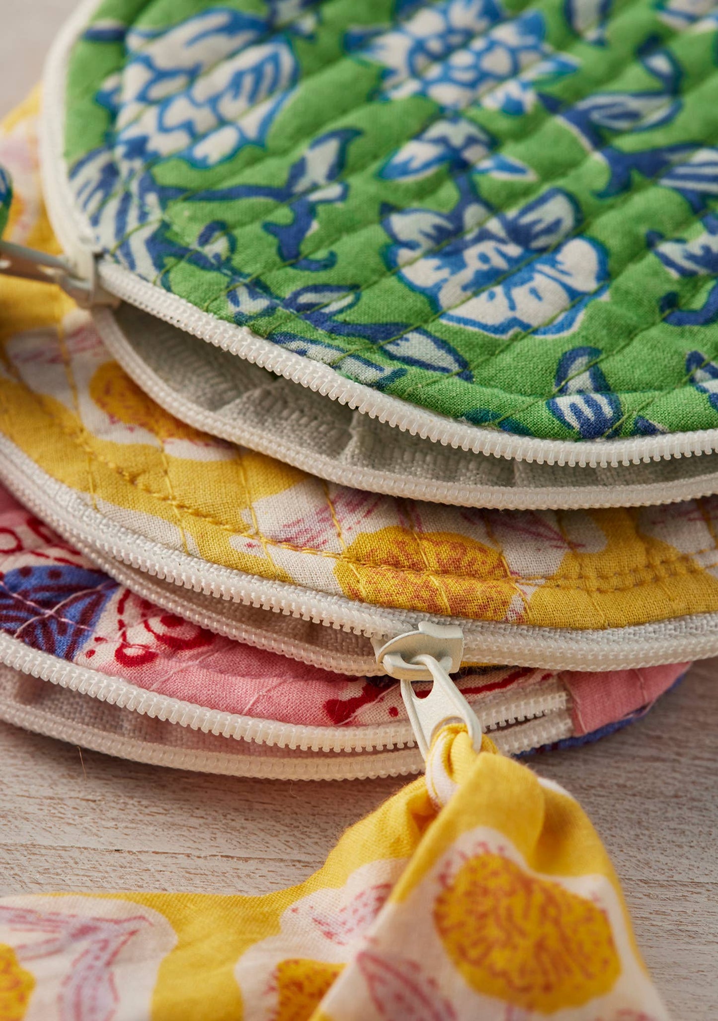 Block Print Round Coin Purse Mixed Prints