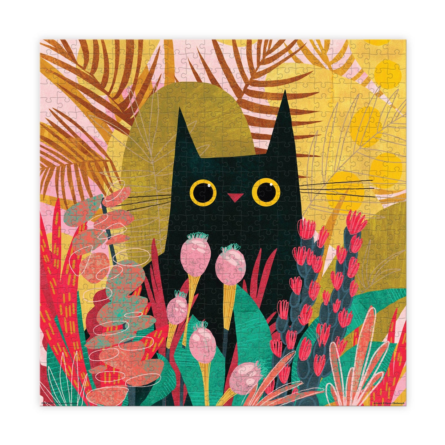 Black Cat Puzzle 500 Pc - Karen Obuhanych  | Fred & Friends