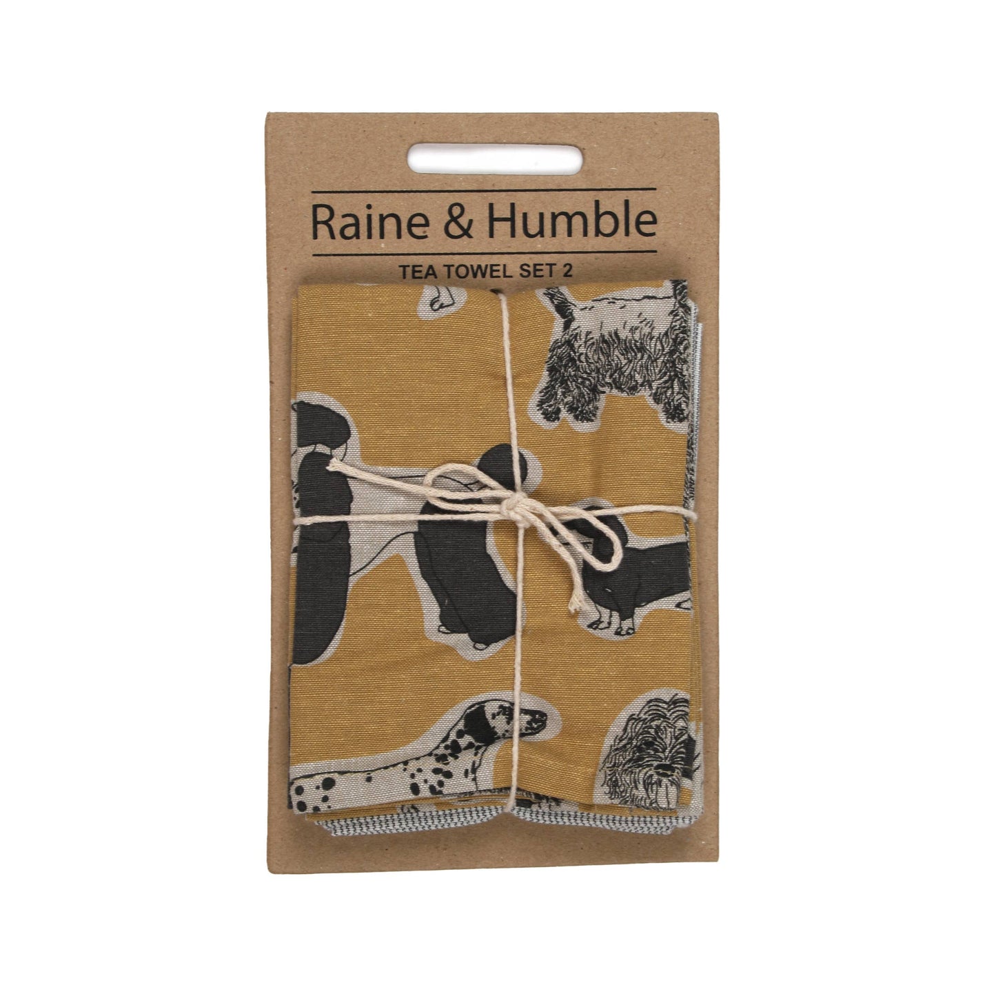 Dog Print Yellow Sunset Tea Towel Set of 2   | Raine & Humble