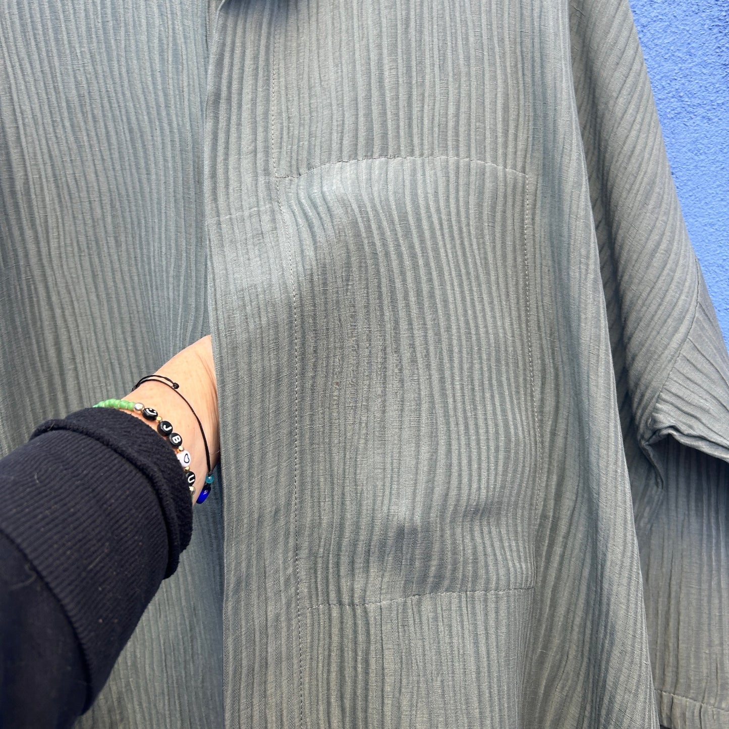 planet oversized lagenlook linen/silk blend button up
