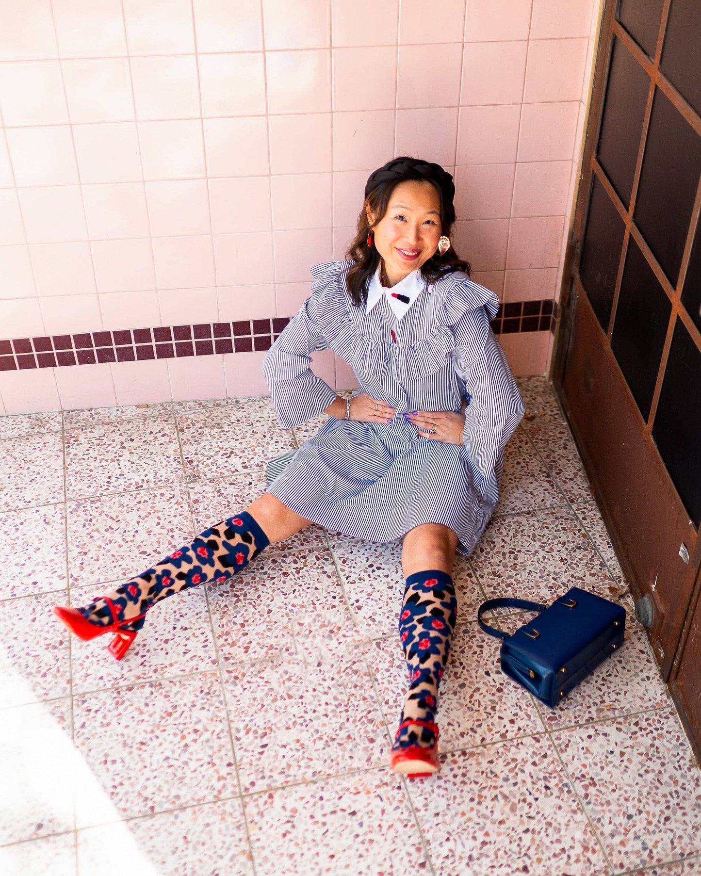 Bold Blue Sheer Knee High Sock | Sock Candy