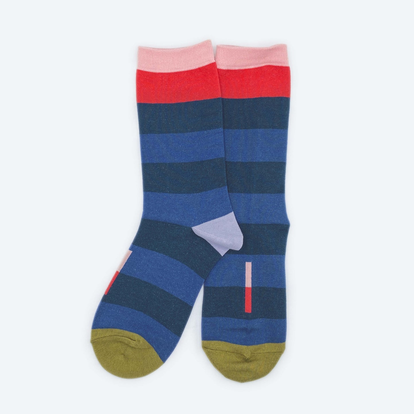 Hooray Sock Co. | Fillmore Blue Striped Crew Length Unisex Socks