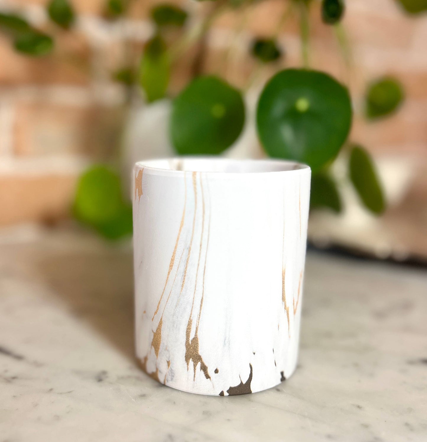 Biophilia:  Gold & White Marble Labdanum Scented Candle | The Sacred Wild Candle Co