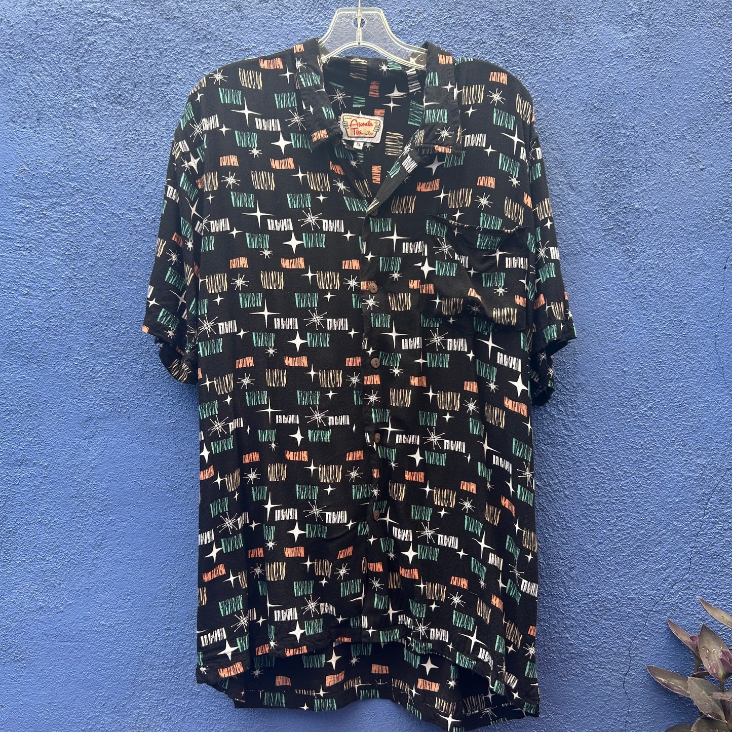 atomik tiki rayon short sleeve button up