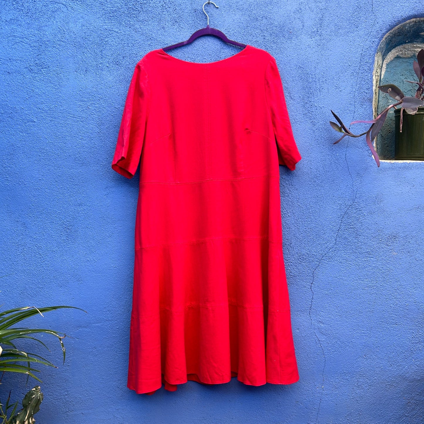 boden red wool blend shift dress