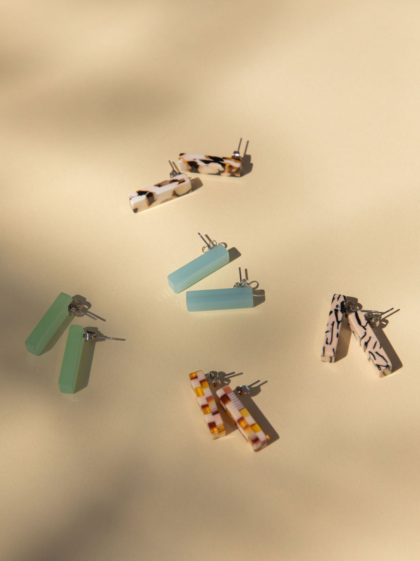 Ivy | Checkered | Yellow + Cream Stud Earrings | NAT + NOOR