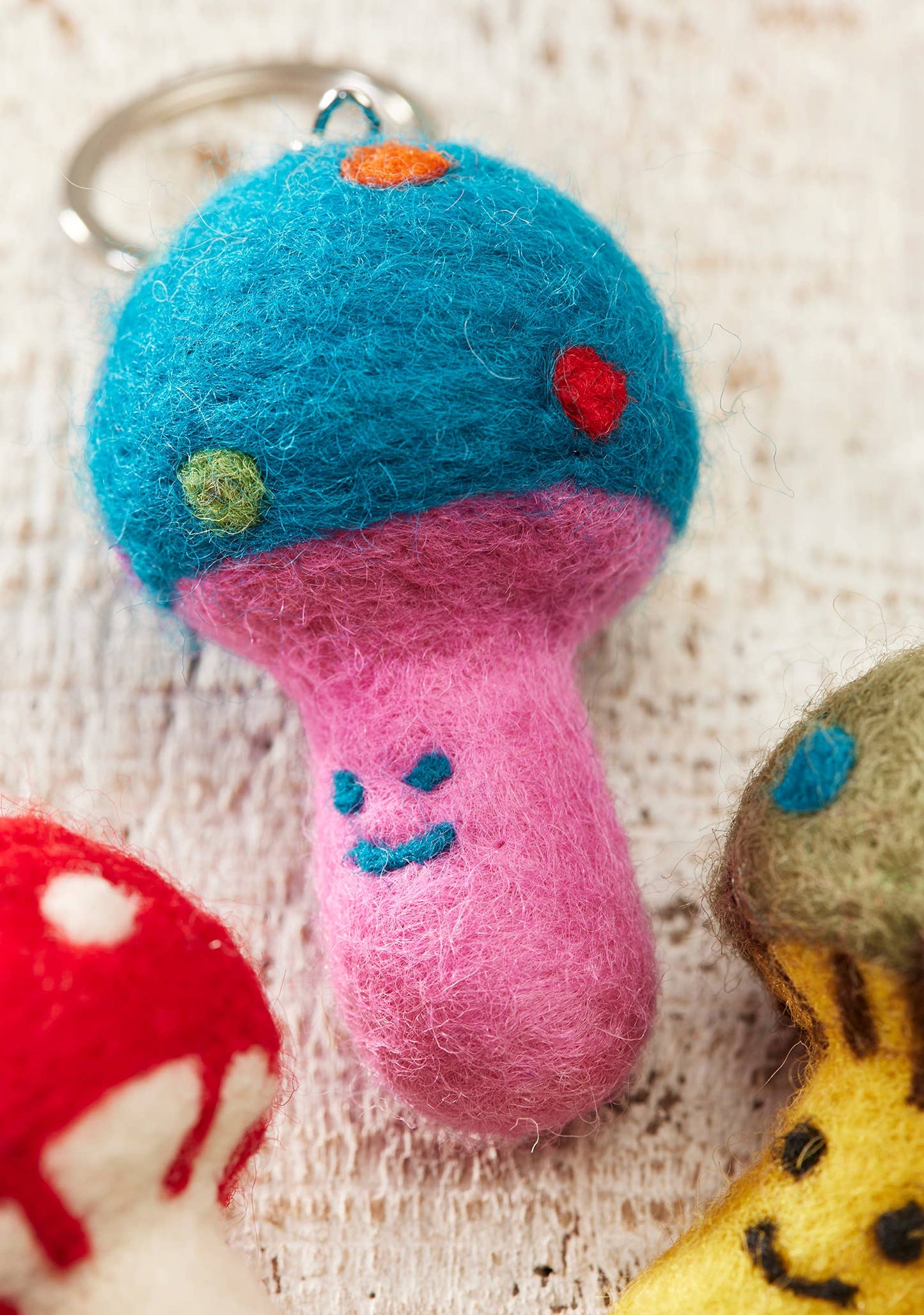 Namaste | Felt Mushroom Keyring