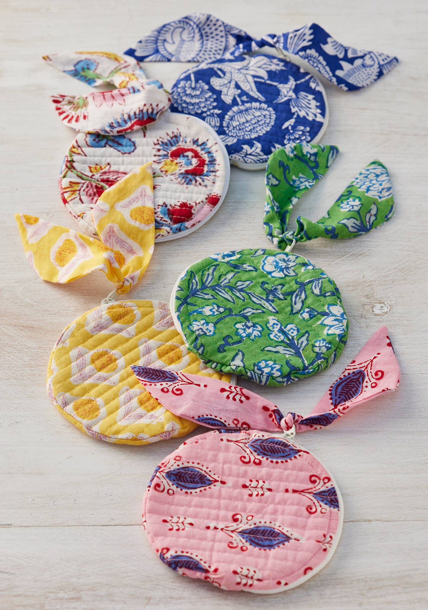 Block Print Round Coin Purse Mixed Prints