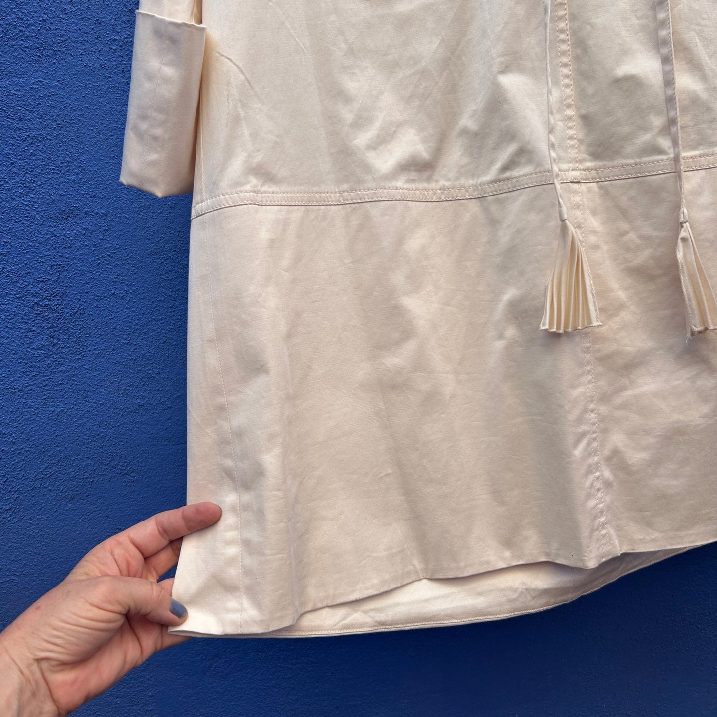 rebecca taylor cream cotton blend popover shirtdress tunic