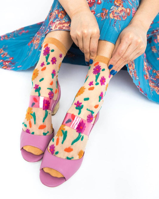 Ditsy Floral Sheer Ankle Sock | Sock Candy