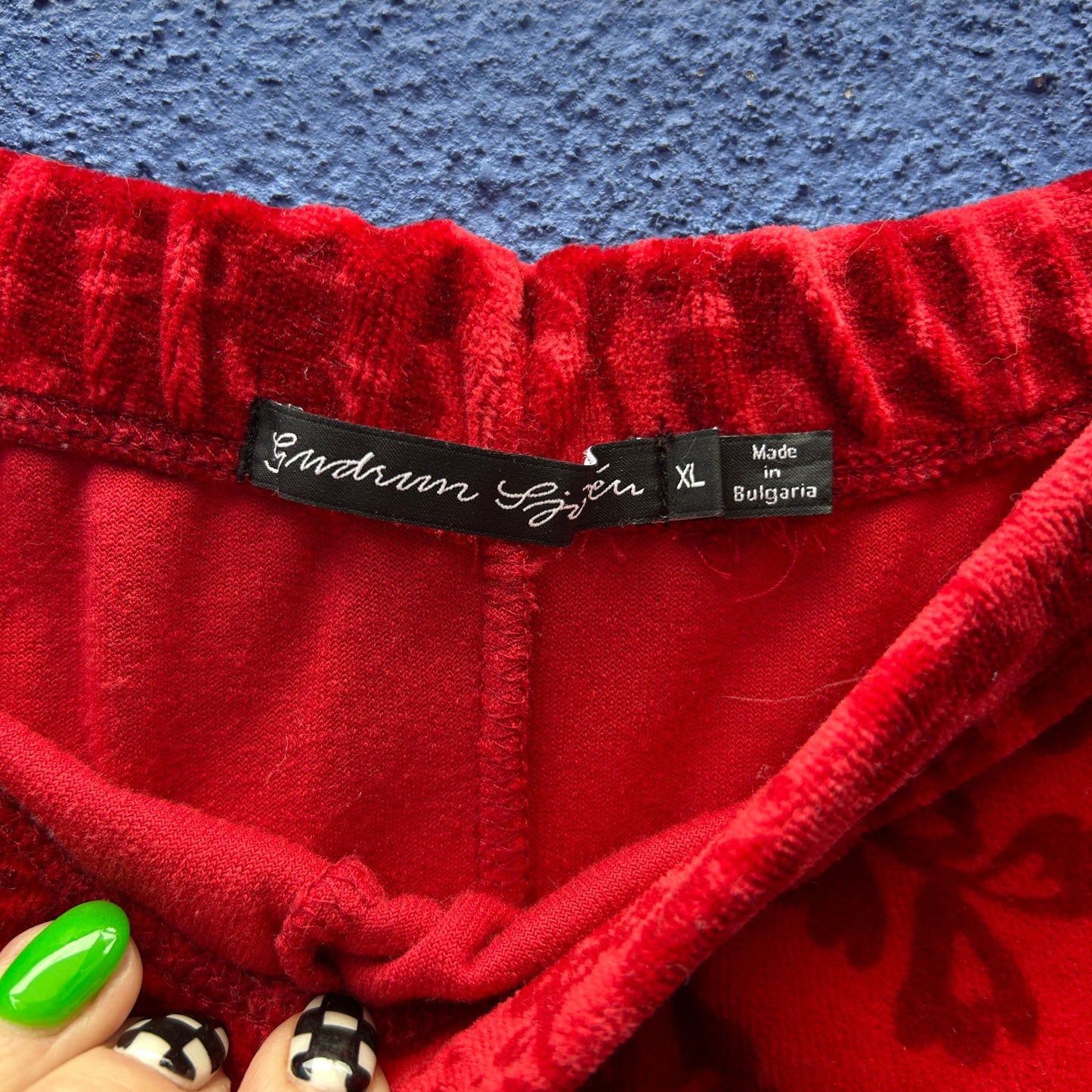 gudrun sjoden red velour barrel pant