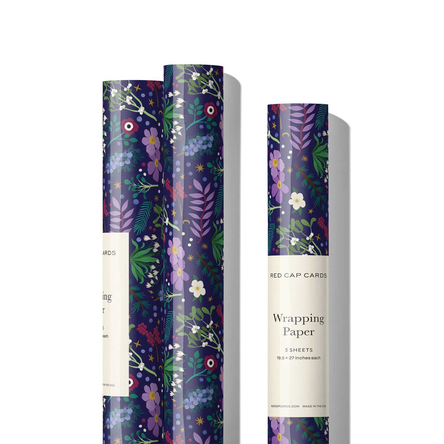Red Cap Cards | Winter Botanicals holiday wrapping paper