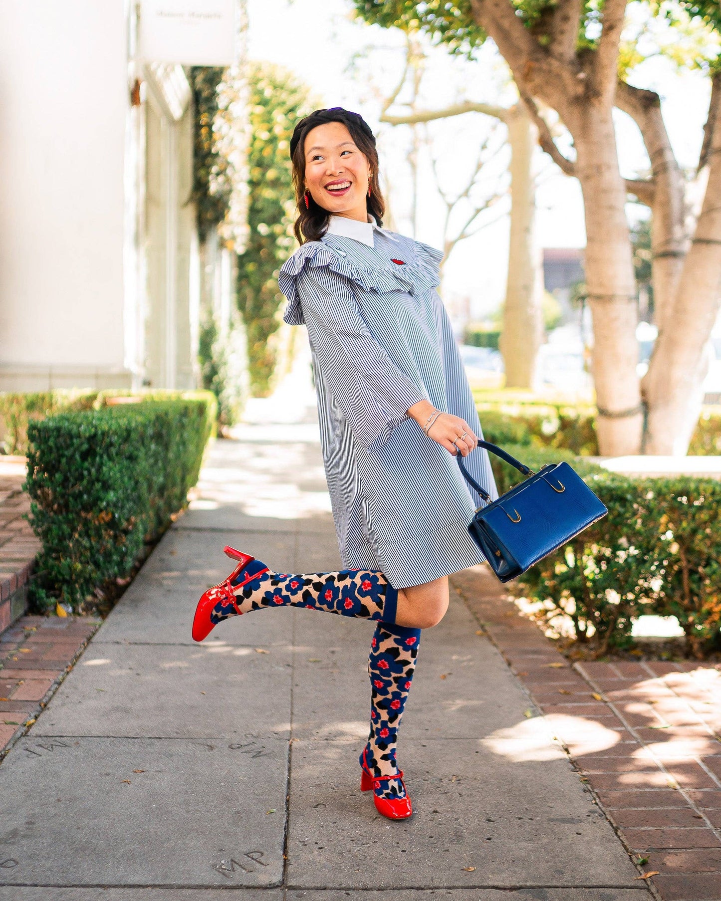Bold Blue Sheer Knee High Sock | Sock Candy