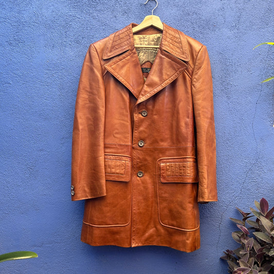vintage 70s cortefiel brown leather jacket