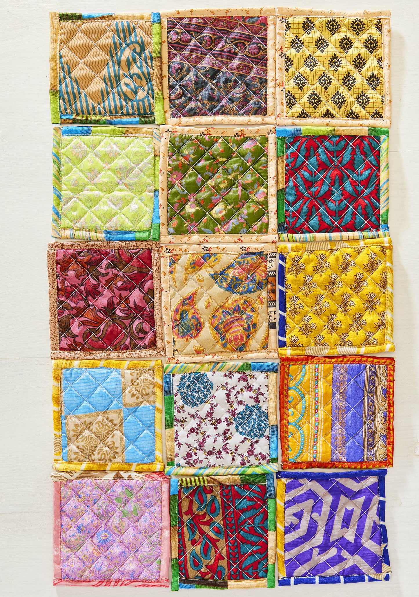 Recycled Sari Quilted Coaster | Namaste