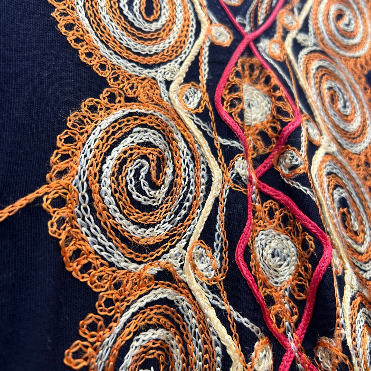 vintage orange and yellow embroidered caftan