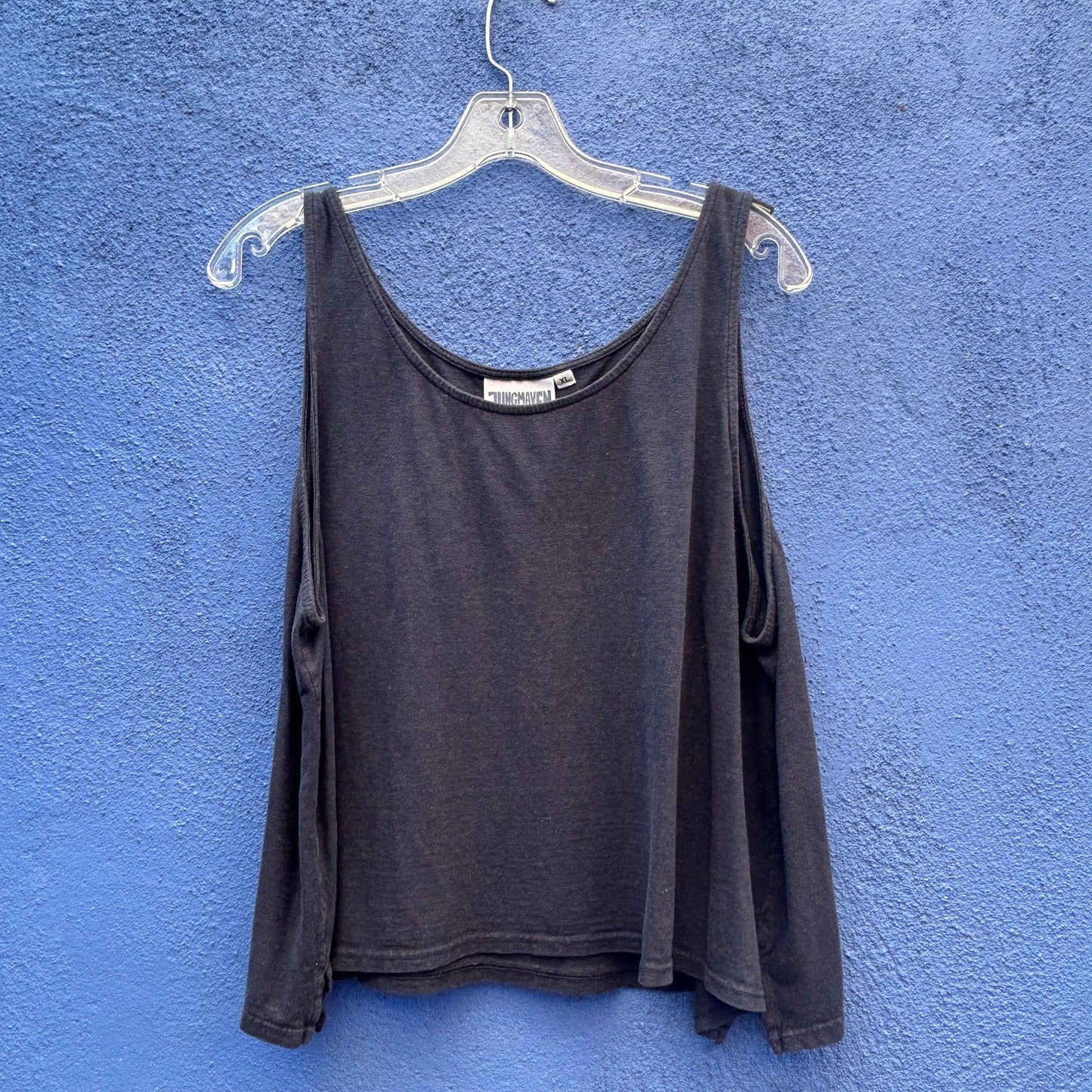 jungmaven navy blue organic cotton and hemp cropped boxy tank