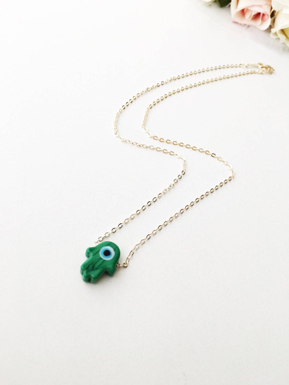 Opal Hamsa and Evil Eye Necklace | Evileyefavor