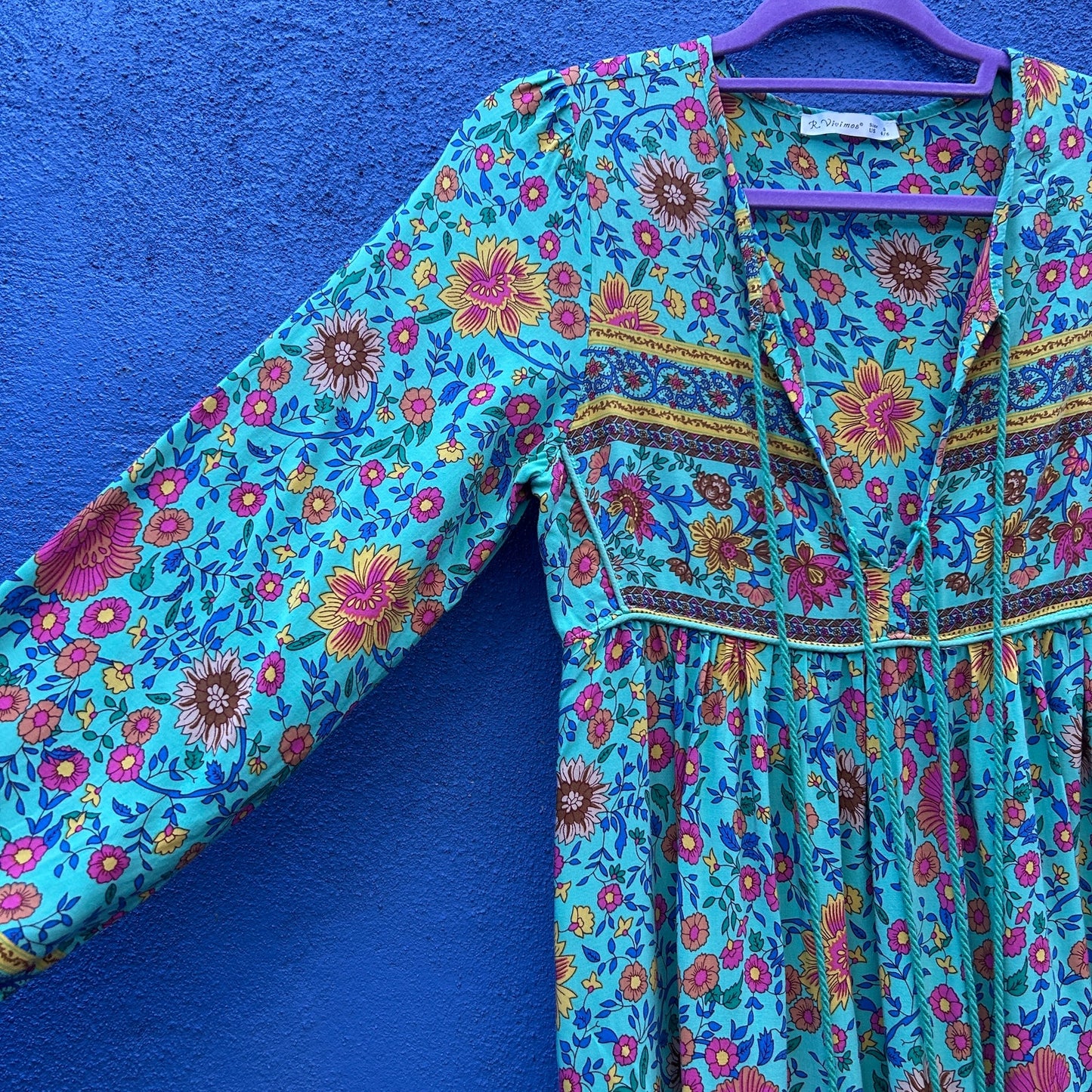 r vivimes blue tasseled boho nap dress