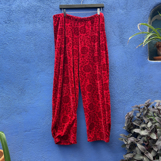 gudrun sjoden red velour barrel pant