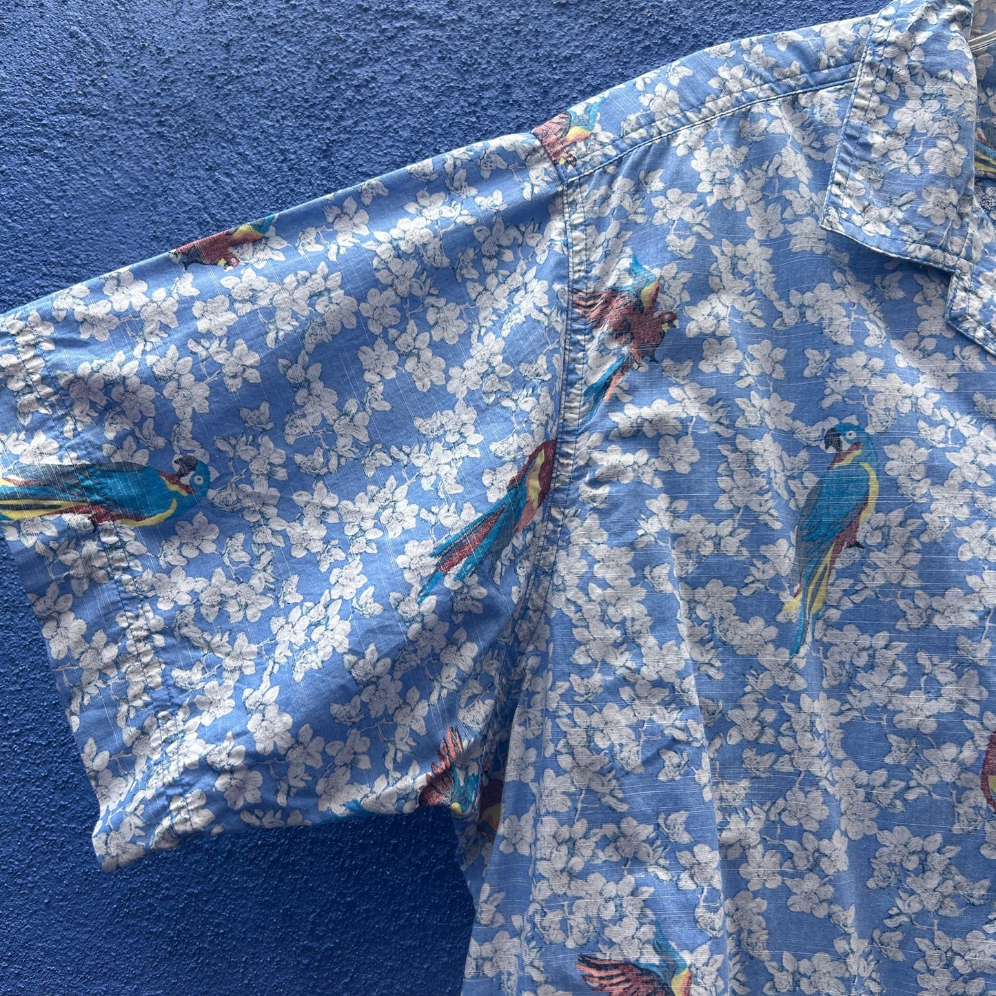 cremieux parrot and floral print short sleeve button up