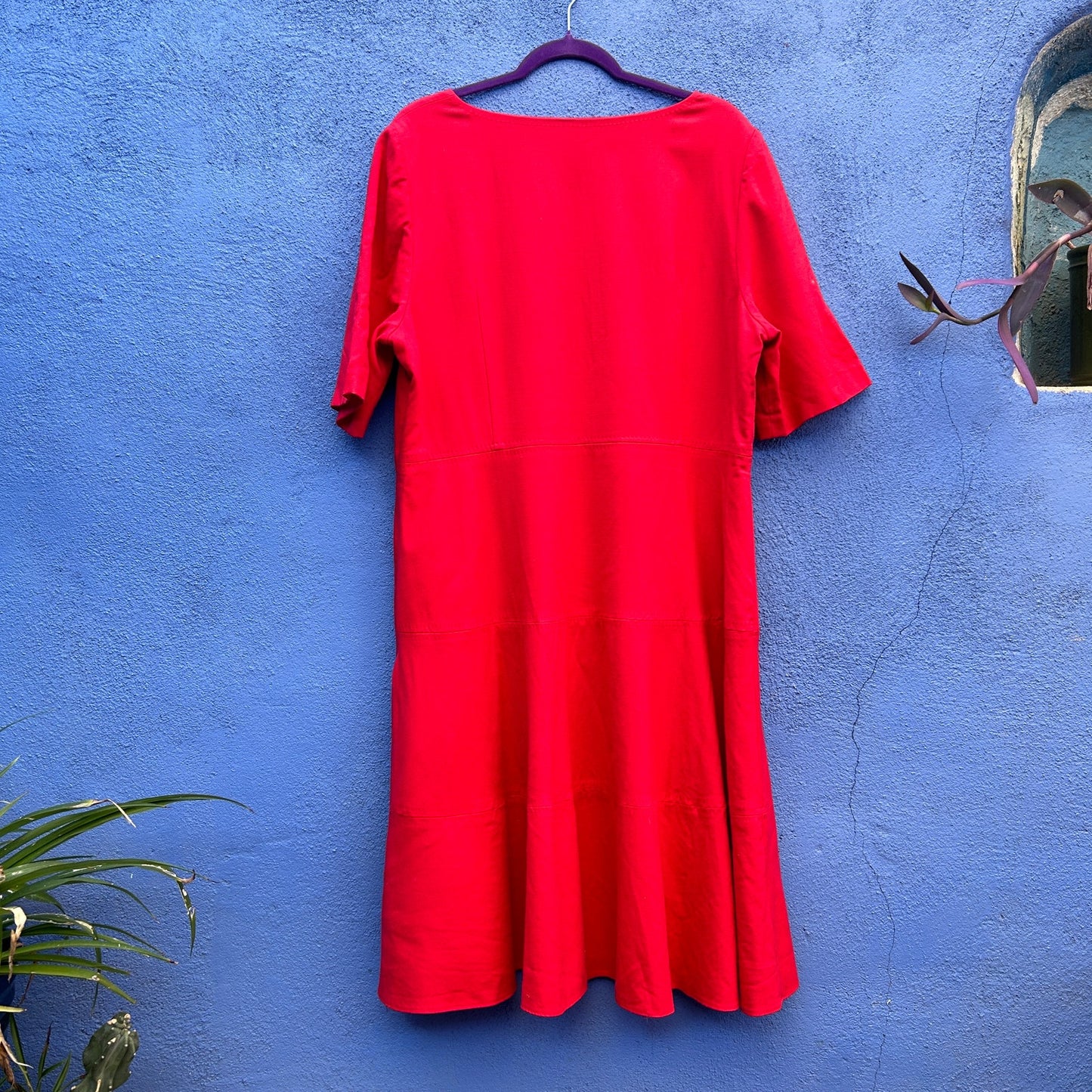 boden red wool blend shift dress