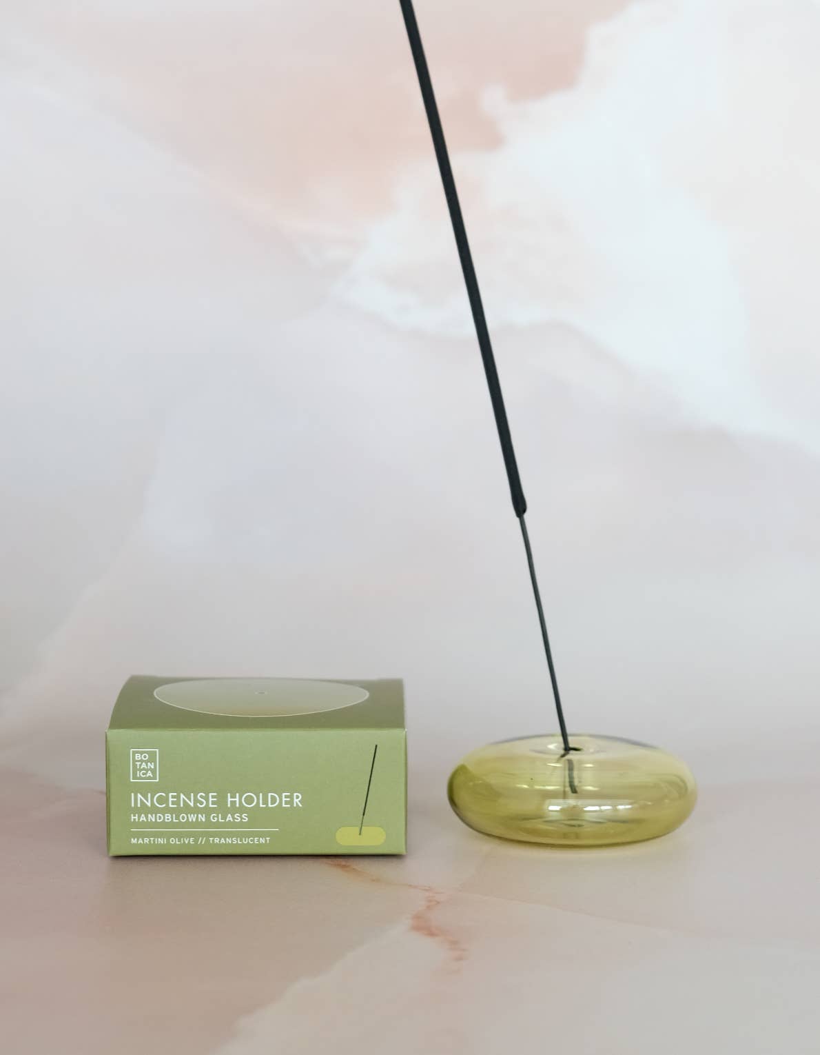 BOTANICA | Glass Bubble Incense Holder - Martini Olive