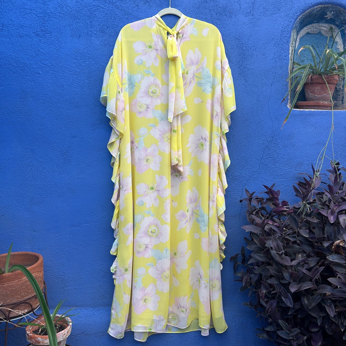 h&m yellow floral maxi dress