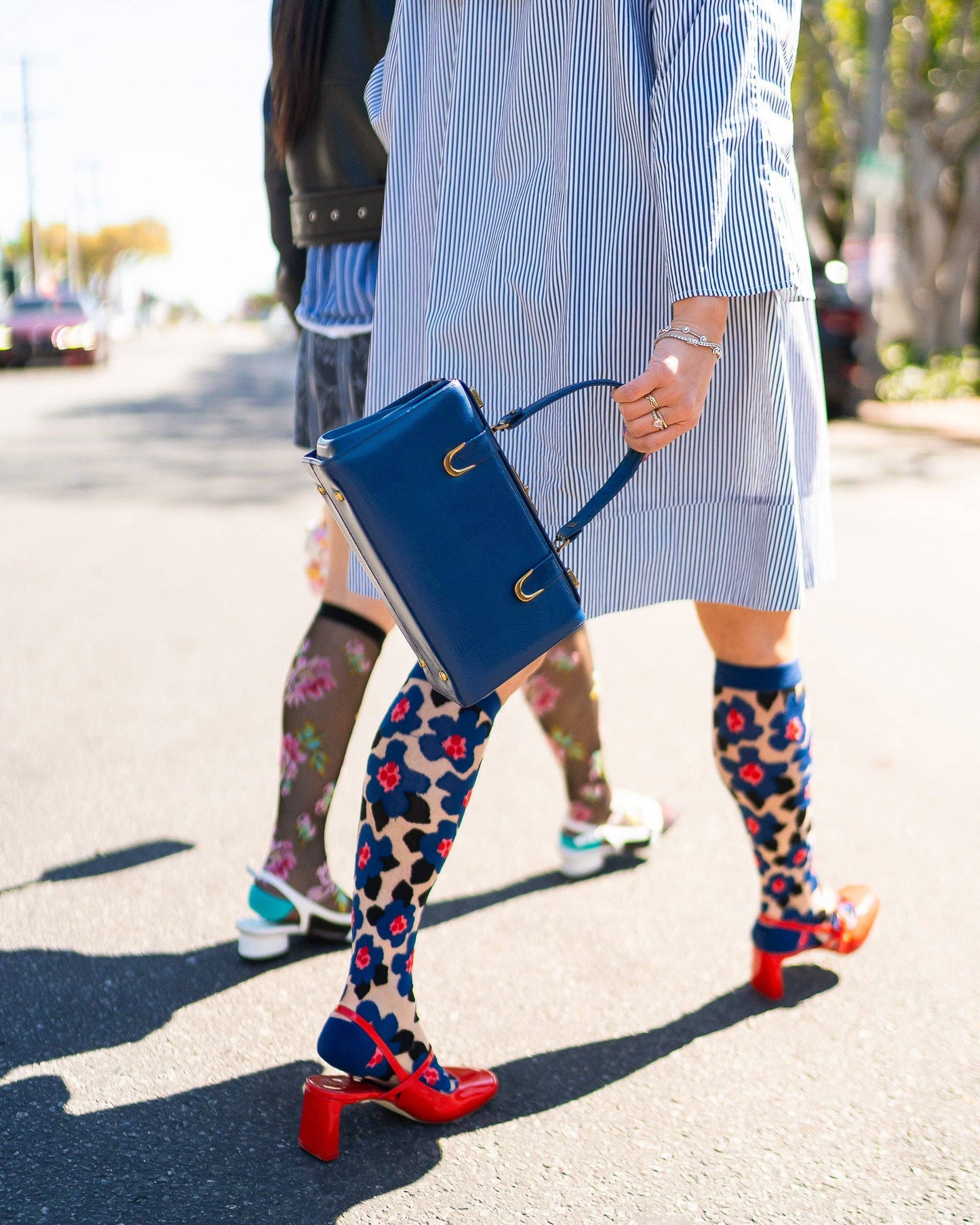 Bold Blue Sheer Knee High Sock | Sock Candy