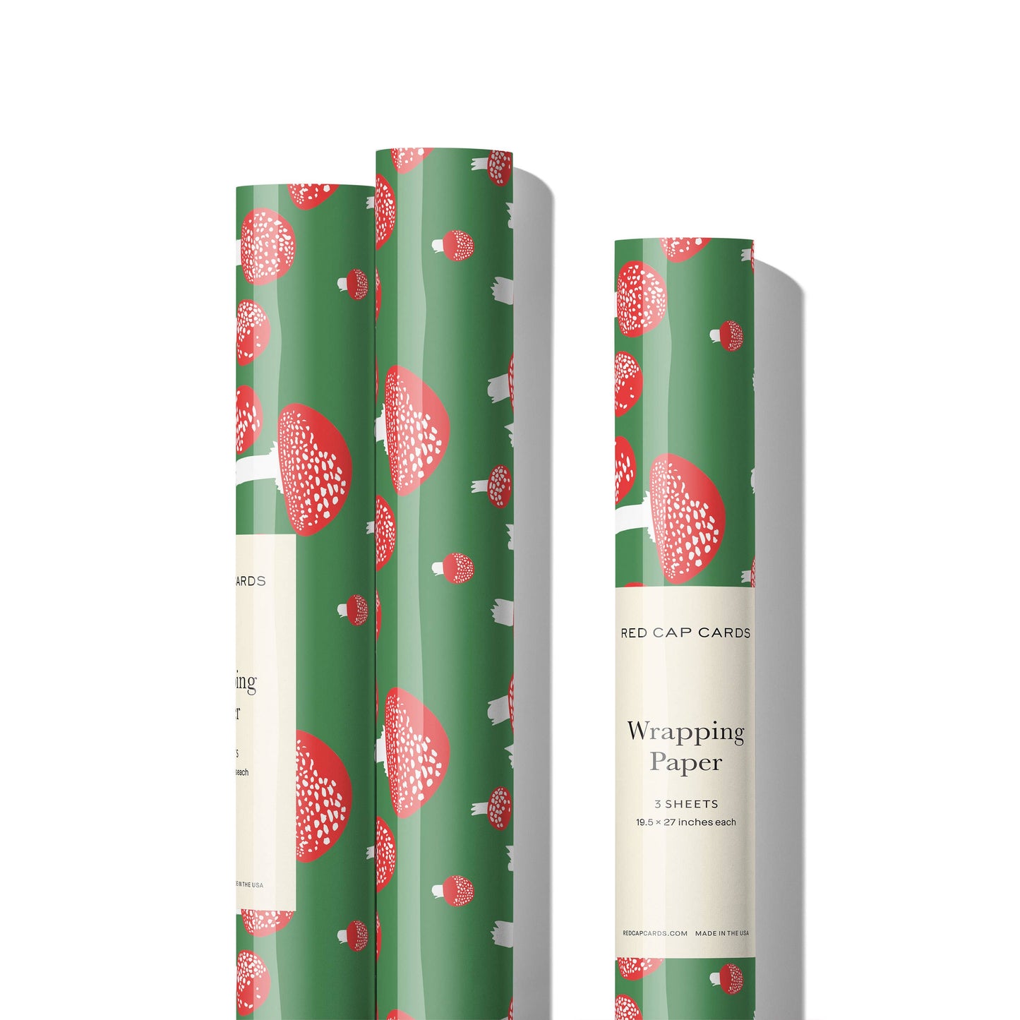 Red Cap Cards | Festive Mushrooms wrapping paper
