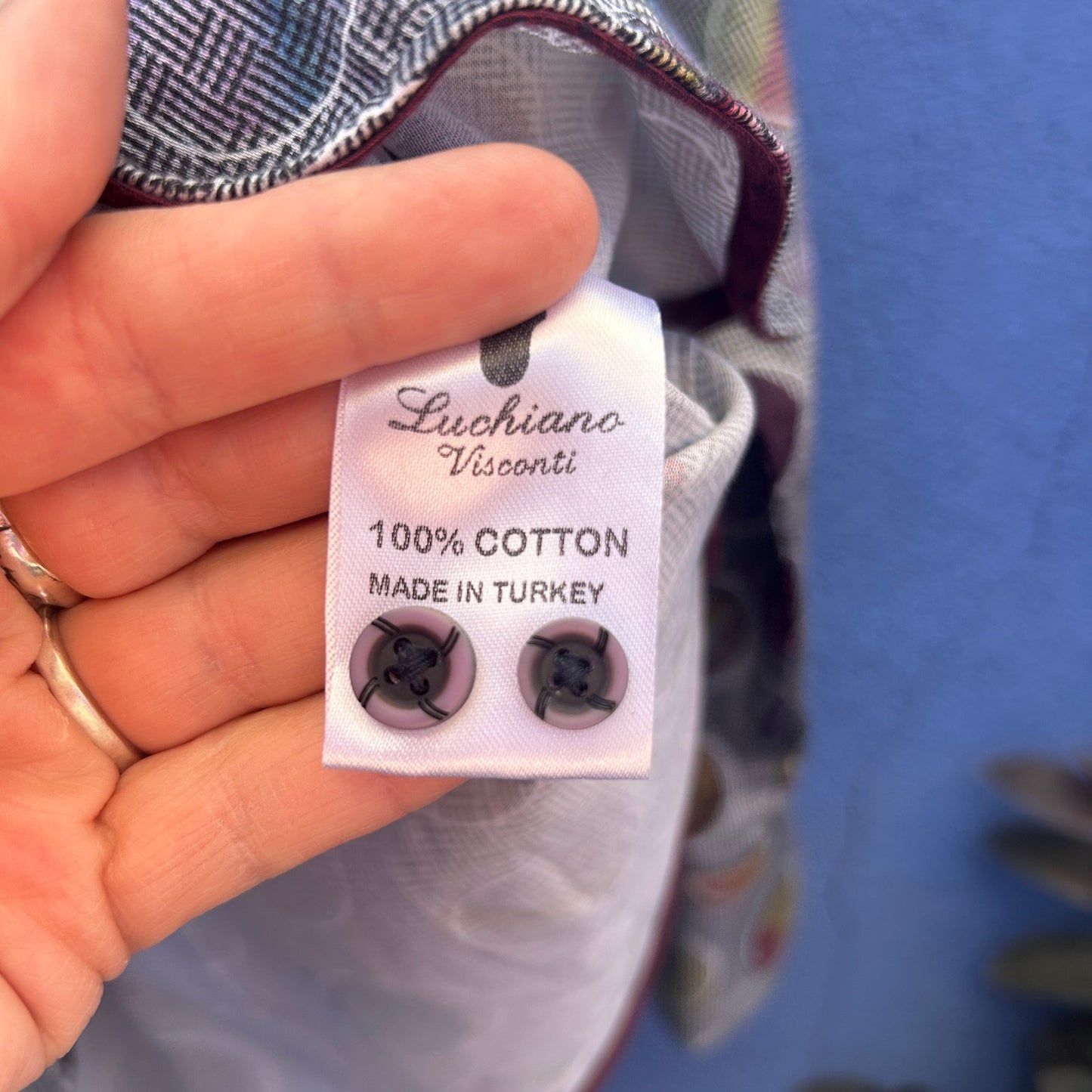 luchiano visconti mixed print cotton button up