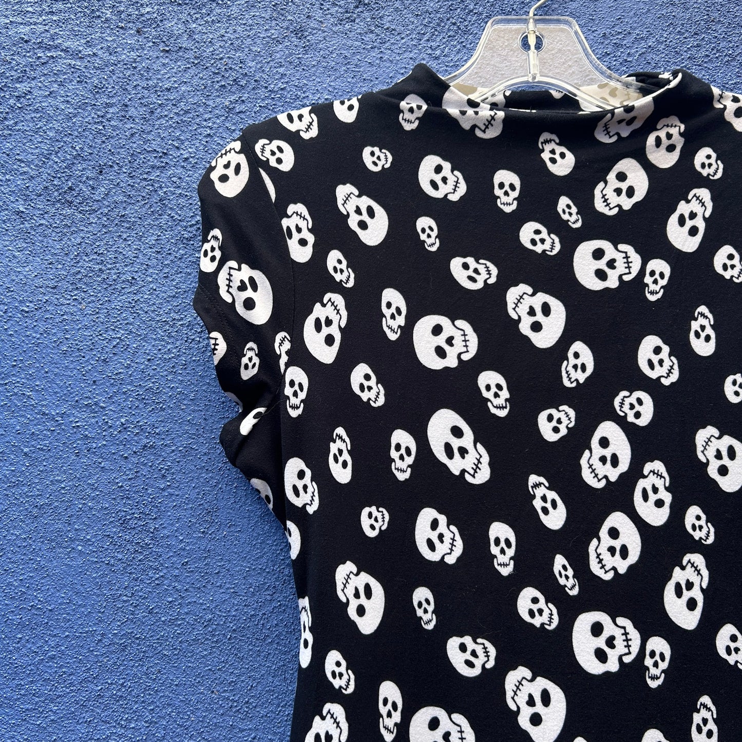 unique vintage skull print bodycon dress with mockneck