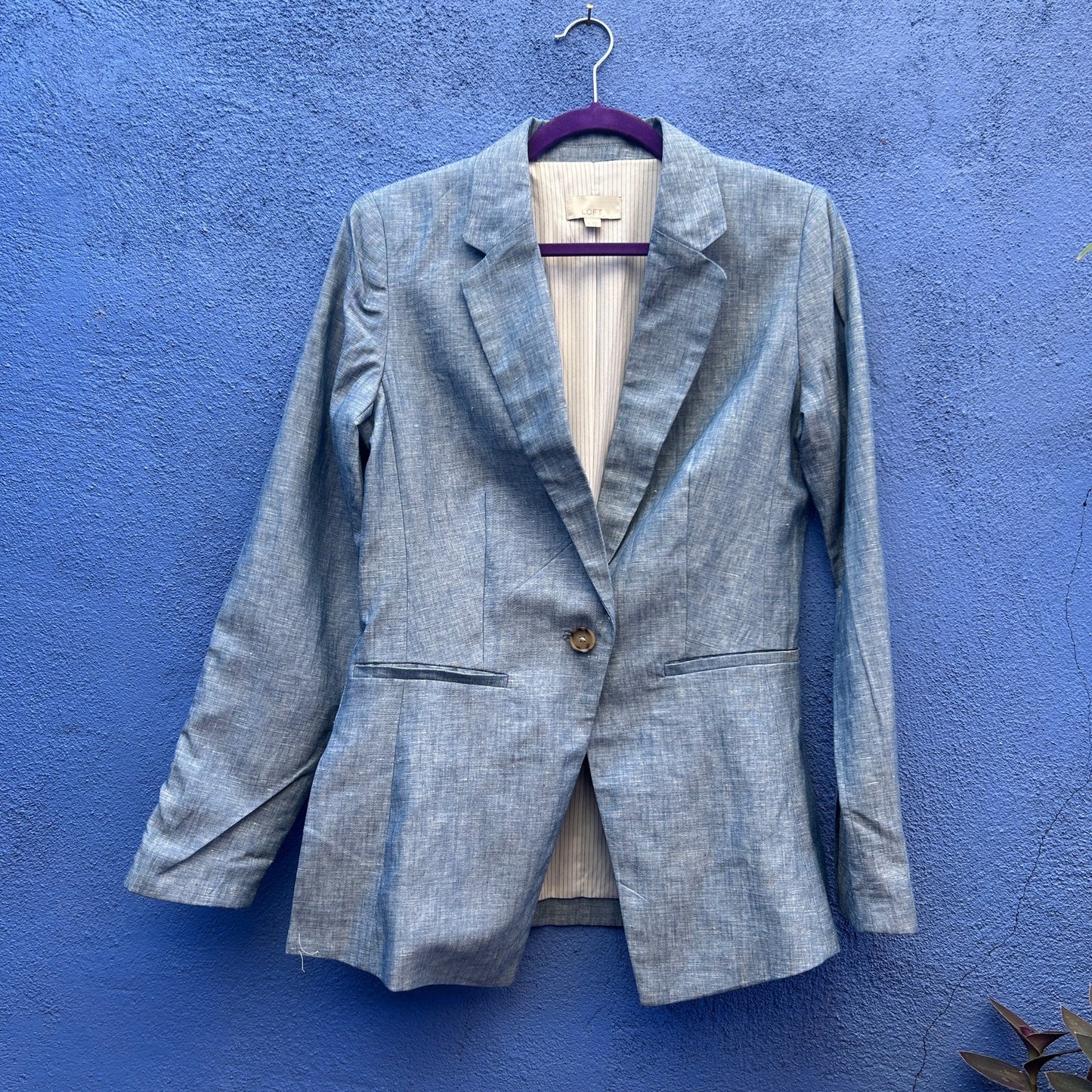 loft chambray linen blazer