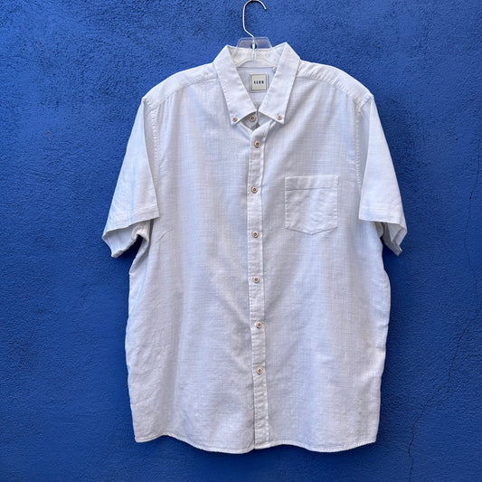 ROWM white woven cotton button up