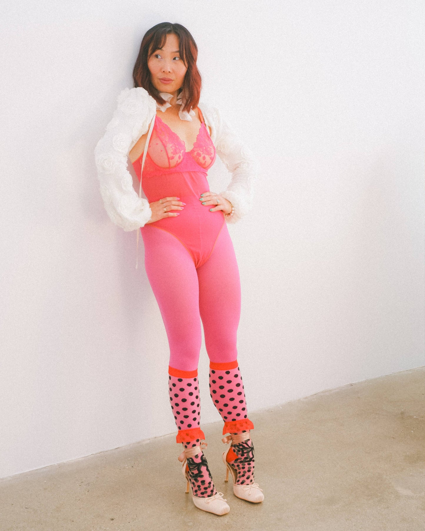Polka Dot Bow Knee High Sheer Sock | Sock Candy