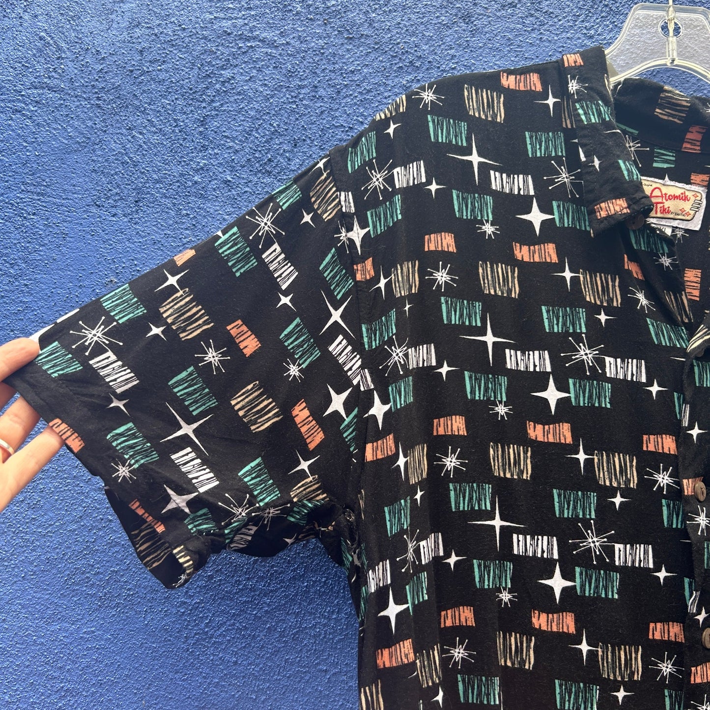 atomik tiki rayon short sleeve button up