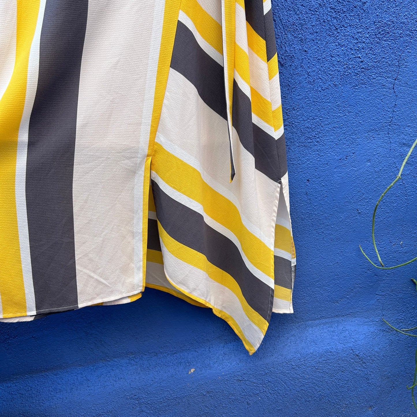 a.u.w. mixed panel bell sleeve midi dress