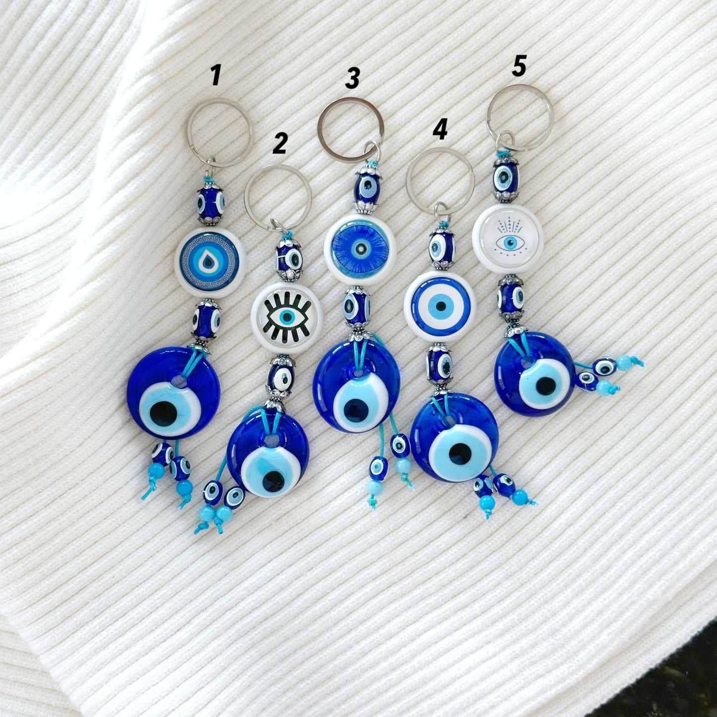 Blue Evil Eye Keychain Handmade, Evil Eye Keychain Favors | Evileyefavor