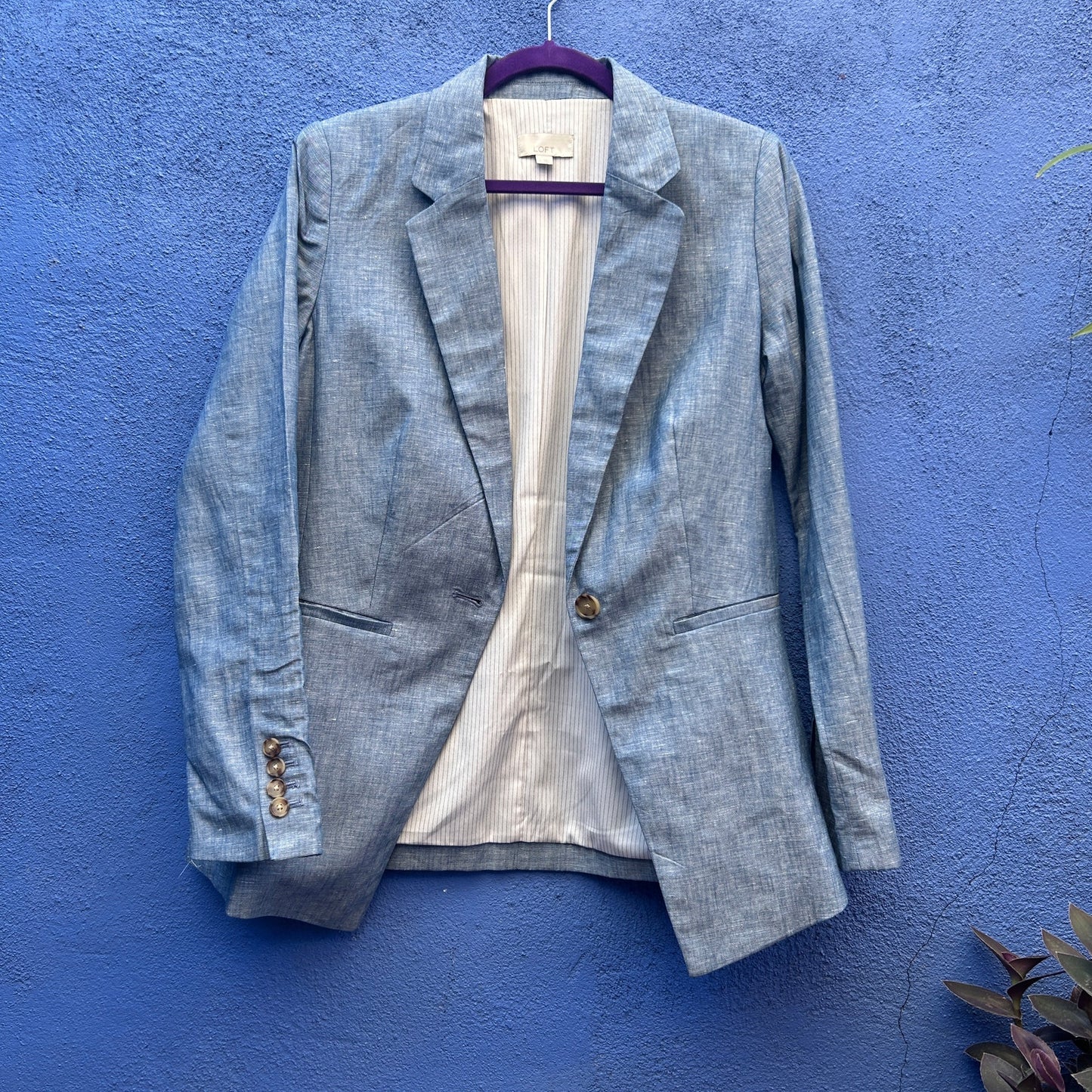 loft chambray linen blazer