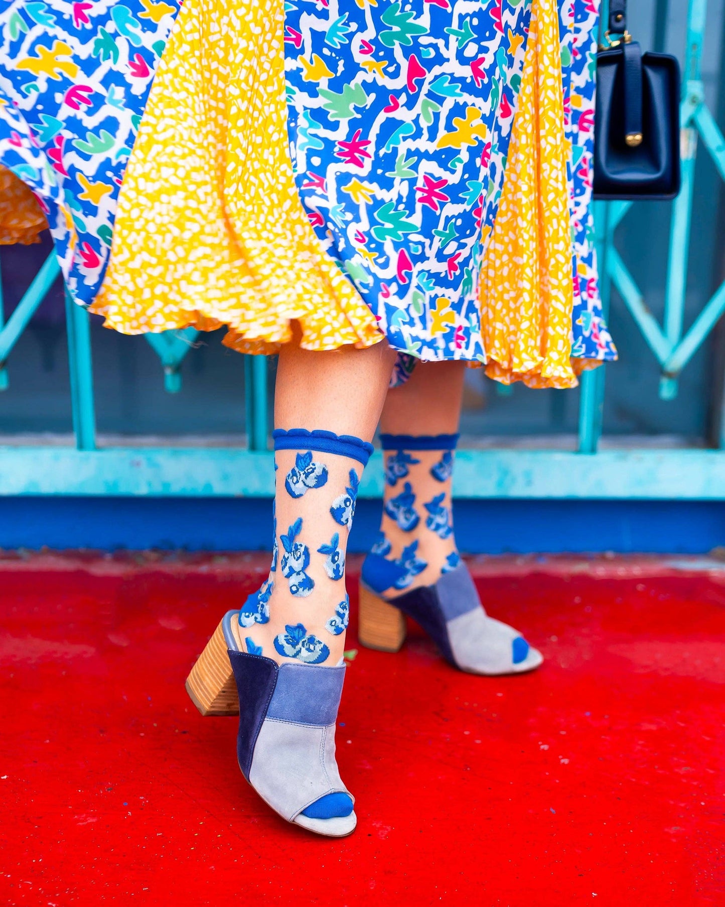 Blueberry Ruffle Sheer Crew Sock | Sock Candy